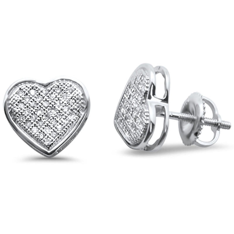 DIAMOND CLOSEOUT! .19ct G SI 10K White Gold Diamond Heart Shaped Micro Pave Earrings