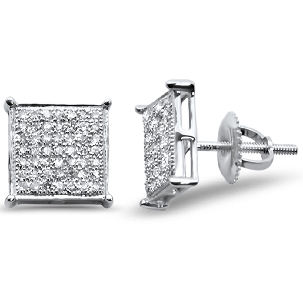 DIAMOND CLOSEOUT! .34ct G SI 10K White Gold Diamond Square Micro Pave Earrings