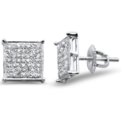 DIAMOND CLOSEOUT! .34ct G SI 10K White Gold Diamond Square Micro Pave Earrings