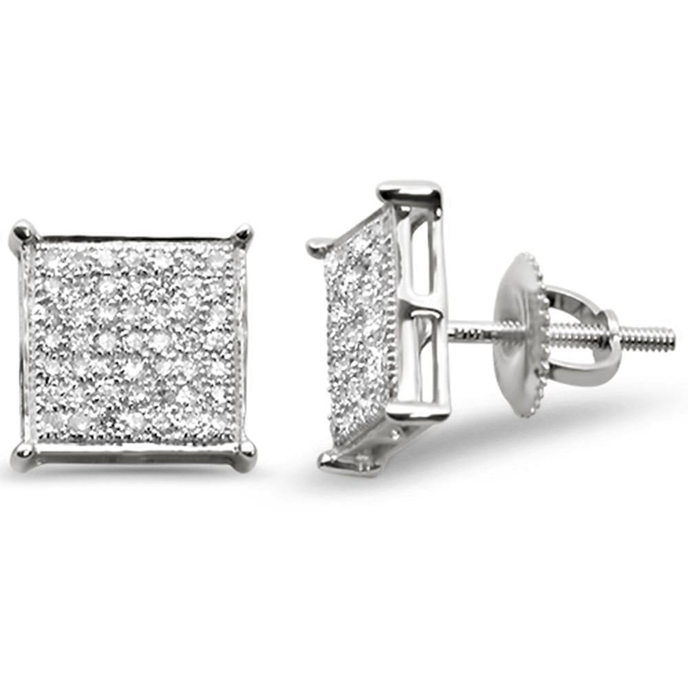 DIAMOND CLOSEOUT!  .35CT G SI 10KT White Gold Diamond Square Micro Pave Stud Earrings