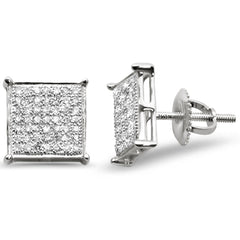 DIAMOND CLOSEOUT!  .35CT G SI 10KT White Gold Diamond Square Micro Pave Stud Earrings