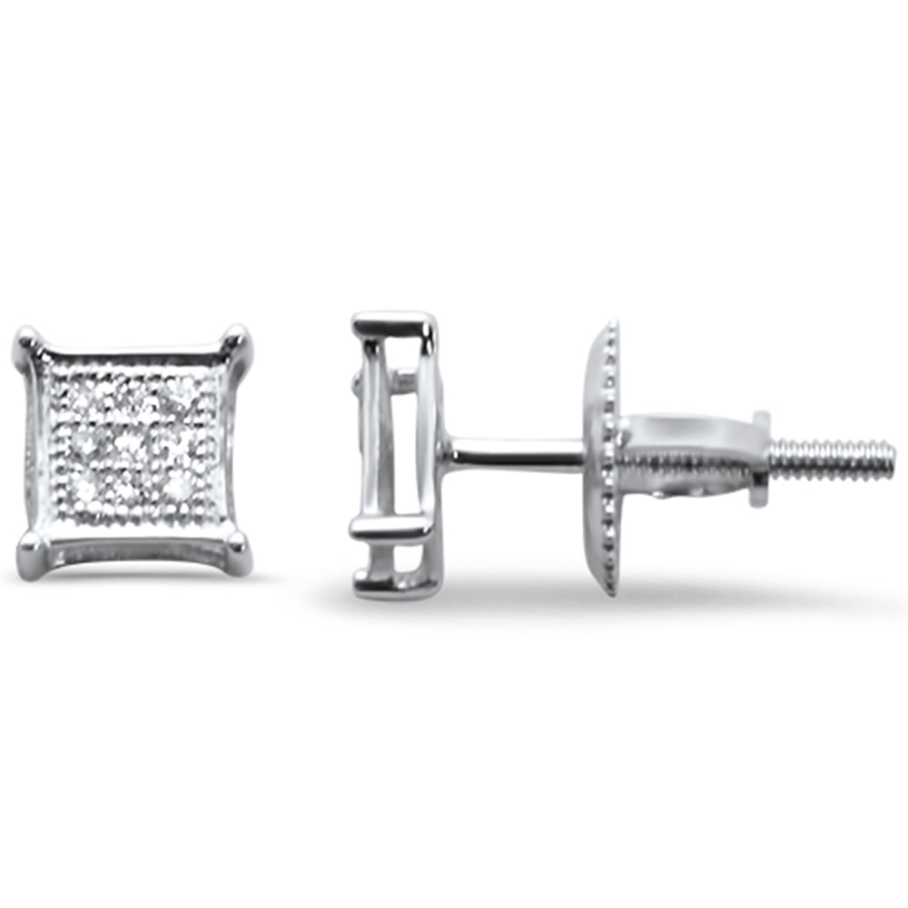 DIAMOND CLOSEOUT! .06ct G SI 10K White Gold Diamond Square Micro Pave Earrings