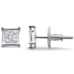 DIAMOND CLOSEOUT! .06ct G SI 10K White Gold Diamond Square Micro Pave Earrings