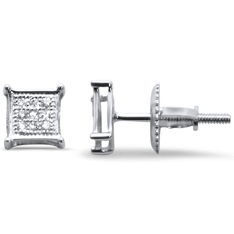 DIAMOND CLOSEOUT! .06ct G SI 10K White Gold Diamond Square Micro Pave Earrings