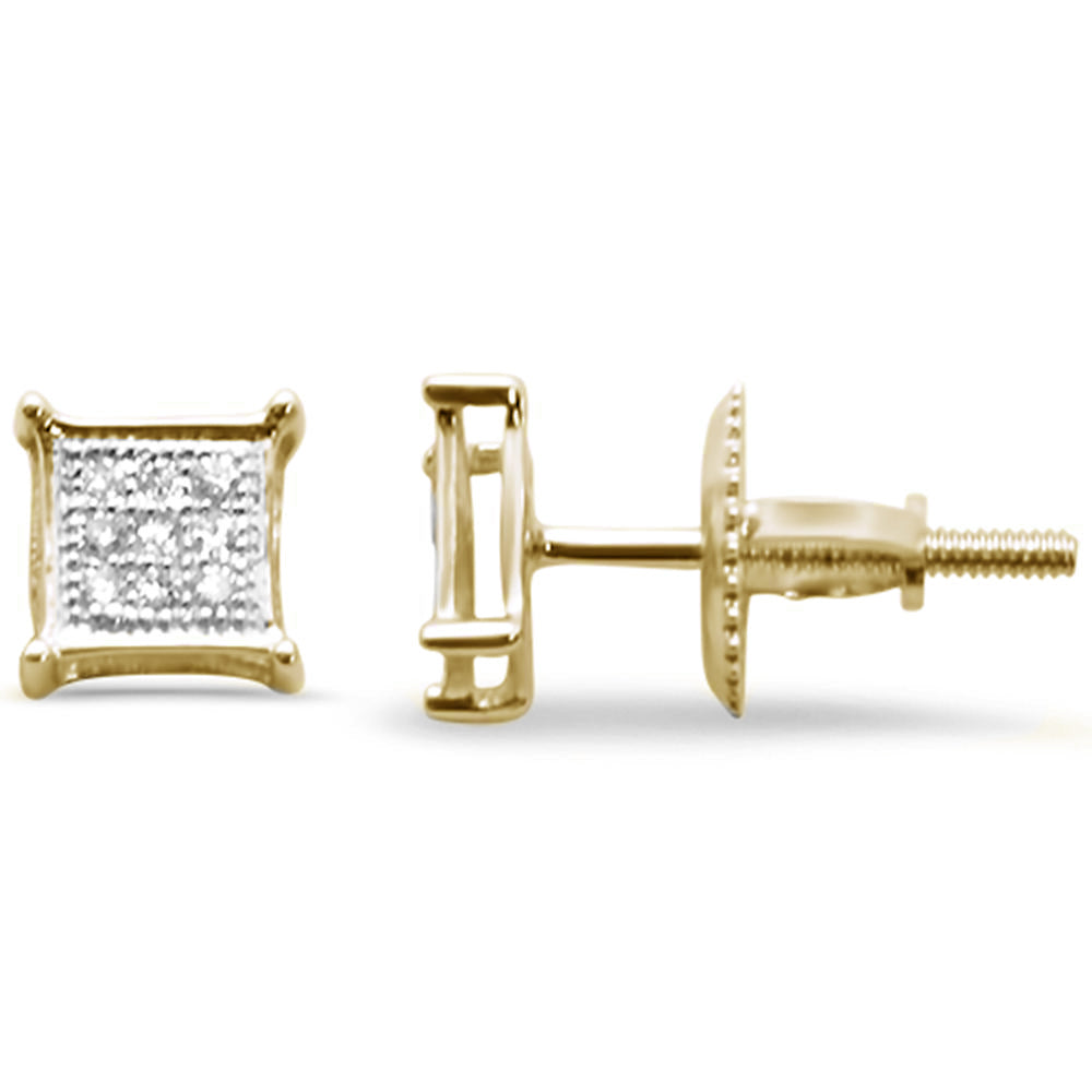 DIAMOND CLOSEOUT! .05ct G SI 10KT Yellow Gold Diamond Square Micro Pave Stud Earrings