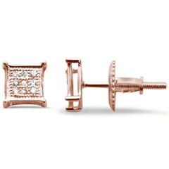 DIAMOND CLOSEOUT! .06ct G SI 10K Rose Gold Diamond Square Micro Pave Earrings