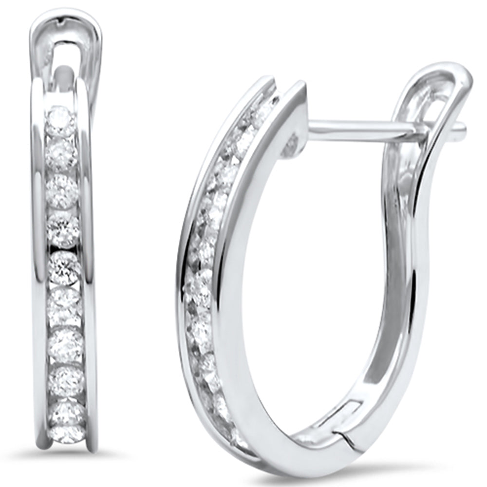 DIAMOND CLOSEOUT! .27ct G SI 14K White Gold Diamond Hoop Earrings
