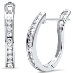 DIAMOND CLOSEOUT! .27ct G SI 14K White Gold Diamond Hoop Earrings