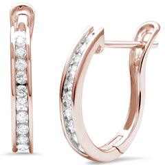 DIAMOND CLOSEOUT! .27ct G SI 14K Rose Gold Diamond Hoop Earrings