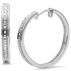 DIAMOND CLOSEOUT! .09CT G SI 14KT White Gold Diamond Hoop Earrings