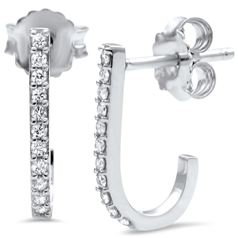 DIAMOND CLOSEOUT! .17ct G SI 14K White Gold Diamond Hoop Earrings