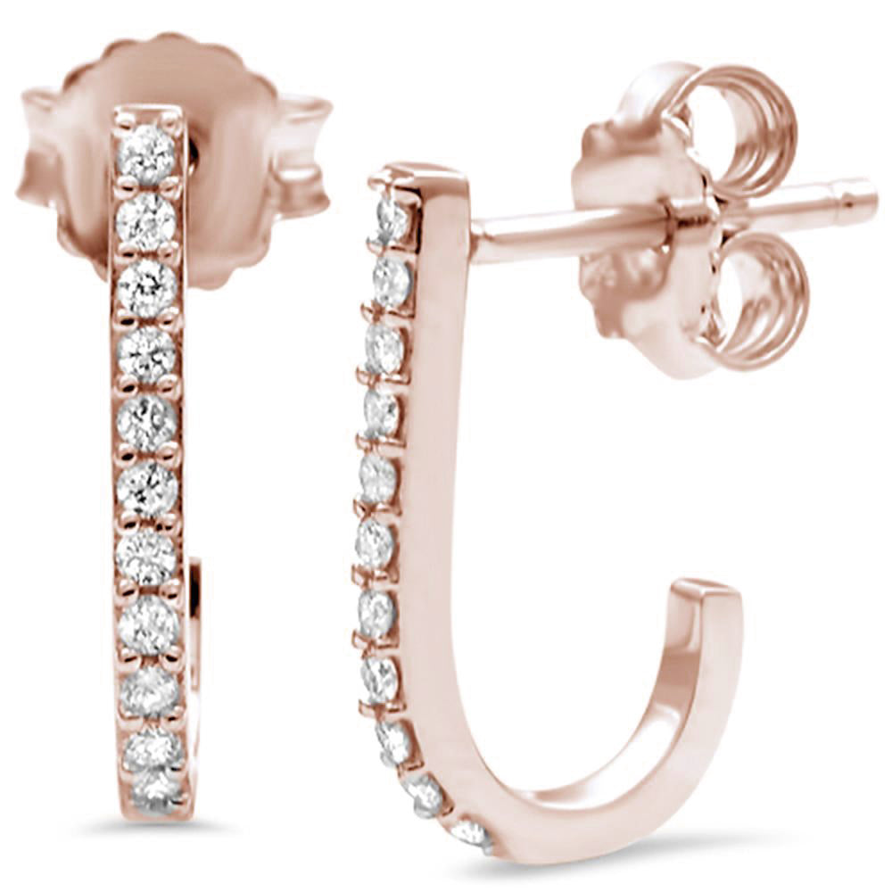 DIAMOND CLOSEOUT! .17CT G SI 14KT Rose Gold Diamond J Hoop Earrings