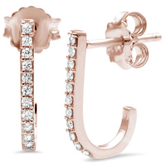 DIAMOND CLOSEOUT! .17CT G SI 14KT Rose Gold Diamond J Hoop Earrings