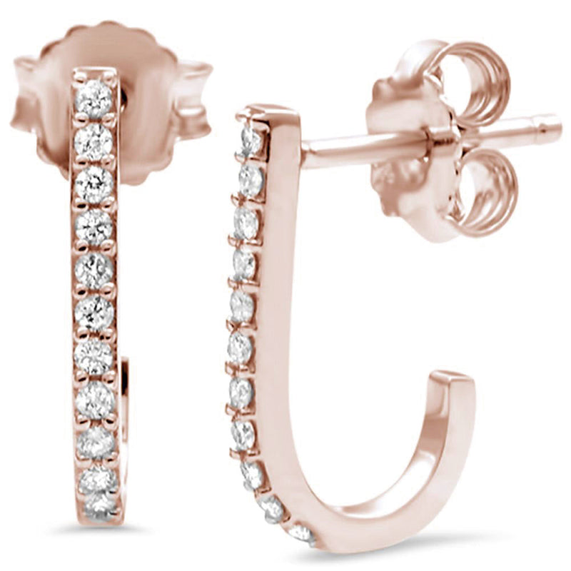 DIAMOND CLOSEOUT! .17CT G SI 14KT Rose Gold Diamond J Hoop Earrings