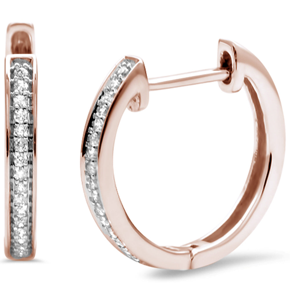 DIAMOND CLOSEOUT! .11ct G SI 14K Rose Gold Diamond Hoop Earrings