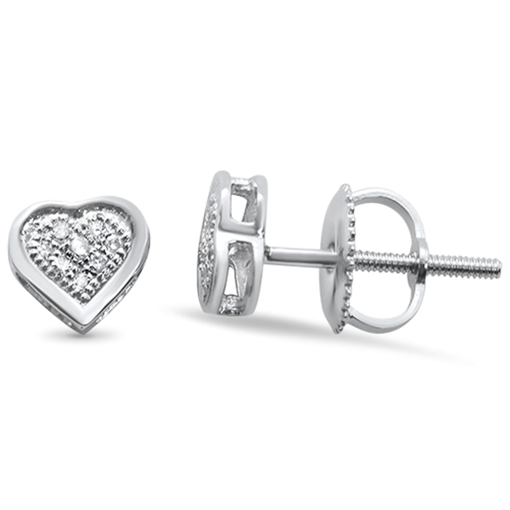 DIAMOND CLOSEOUT! .05ct G SI 10K White Gold Diamond Heart Earrings