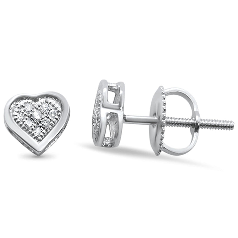 DIAMOND CLOSEOUT! .05ct G SI 10K White Gold Diamond Heart Earrings