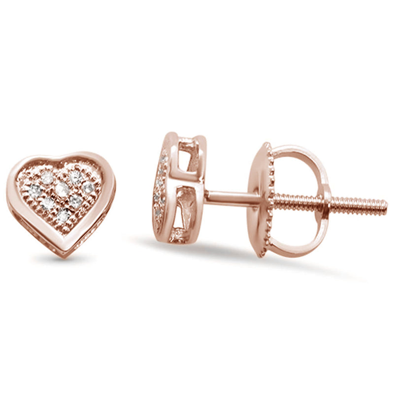 DIAMOND CLOSEOUT! .05ct G SI 10K Rose Gold Diamond Heart Earrings