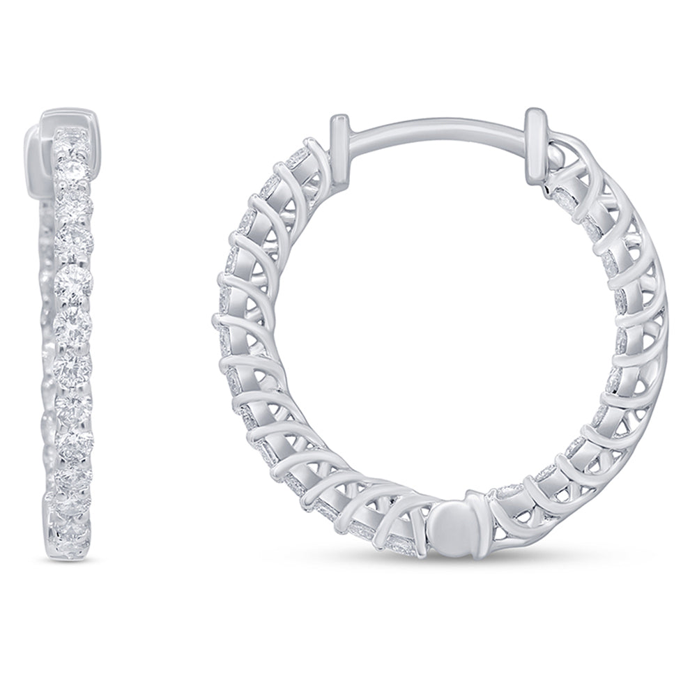 DIAMOND CLOSEOUT! .53ct G SI 14K White Gold Diamond Hoop Earrings