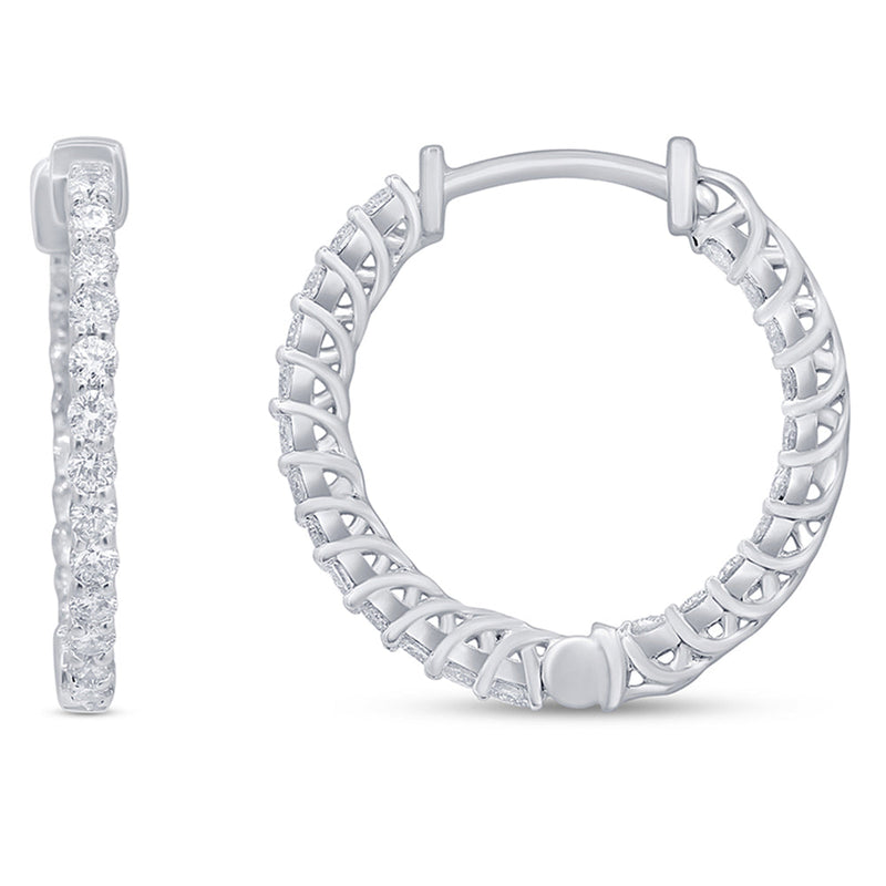 DIAMOND CLOSEOUT! .53ct G SI 14K White Gold Diamond Hoop Earrings