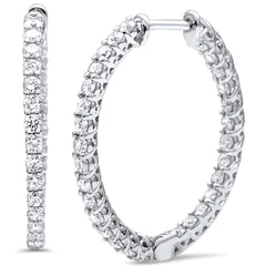 DIAMOND CLOSEOUT!  1.47ct G SI 14K White Gold Diamond Hoop Earrings