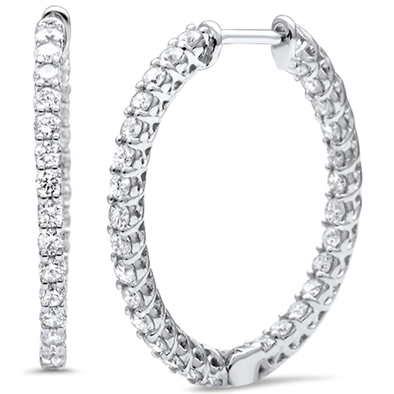 DIAMOND CLOSEOUT!  1.47ct G SI 14K White Gold Diamond Hoop Earrings