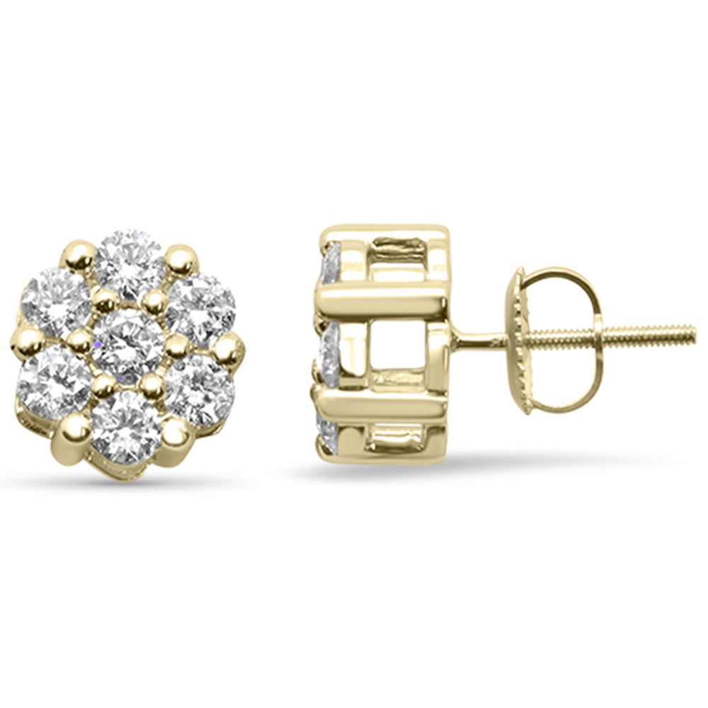 DIAMOND CLOSEOUT! 2.0ct F SI 14K Yellow Gold Diamond Flower Earrings