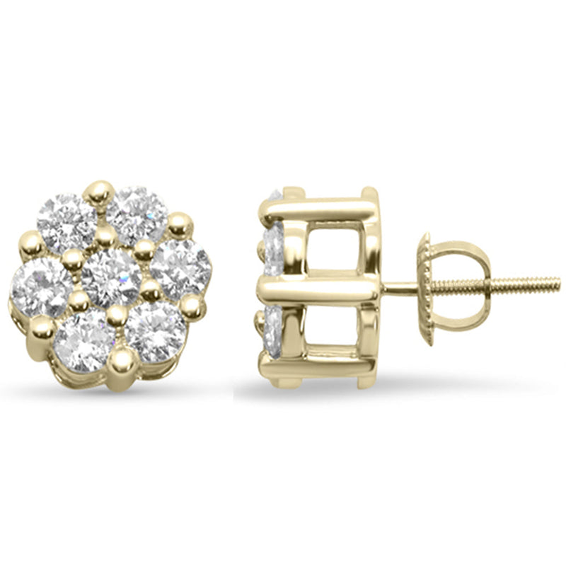 SPECIAL! 1.10ct G SI 14K Yellow Gold Diamond Flower Screw Back Earrings