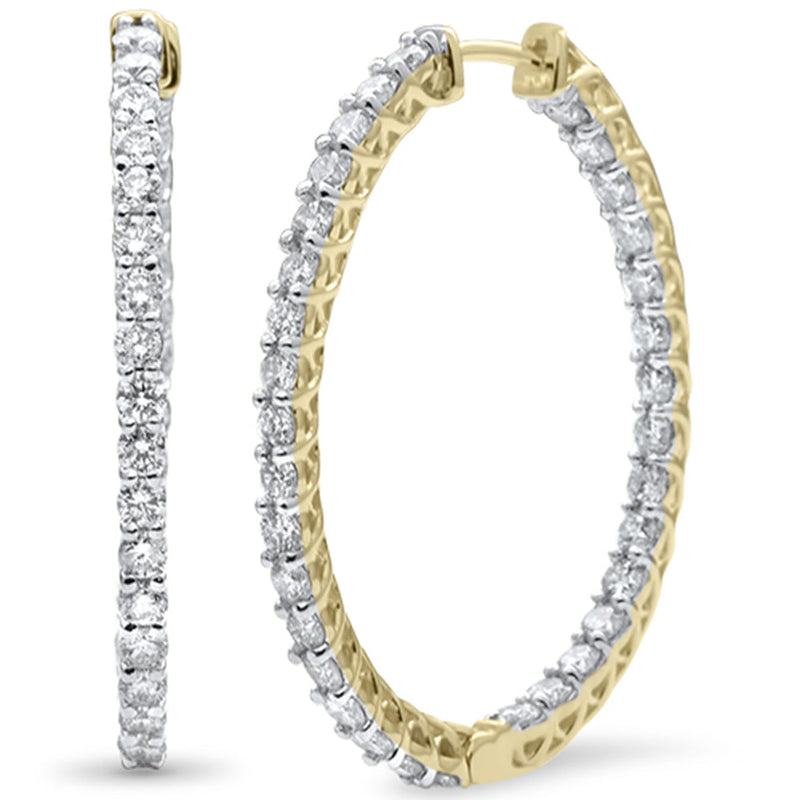 DIAMOND CLOSEOUT! 3.00CT G SI 14K Yellow Gold Diamond Round Diamond Hoop Earrings