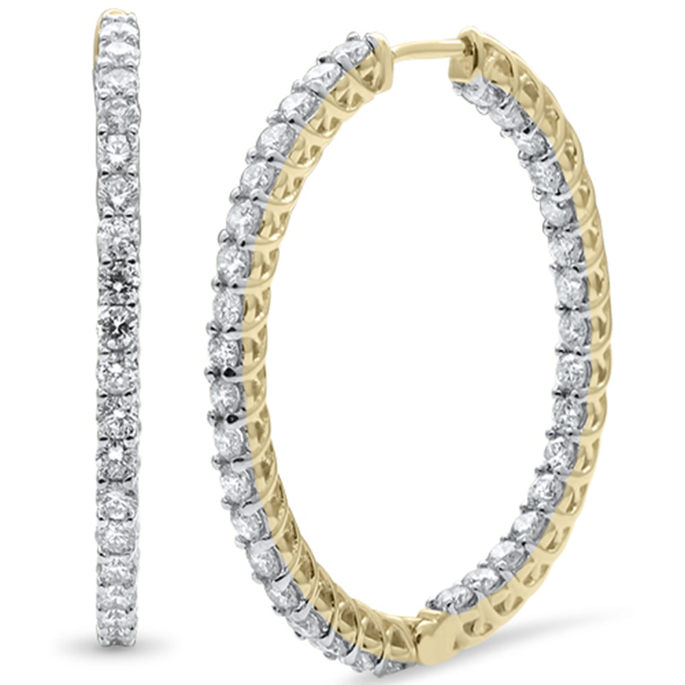 DIAMOND CLOSEOUT! 3.97CT G SI 14K Yellow Gold Diamond Oval Diamond Hoop Earrings