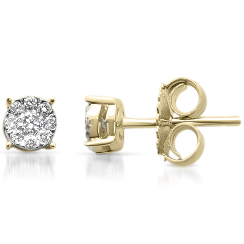 DIAMOND CLOSEOUT! .23ct G SI 10K Yellow Gold Diamond Cluster Flower Earrings