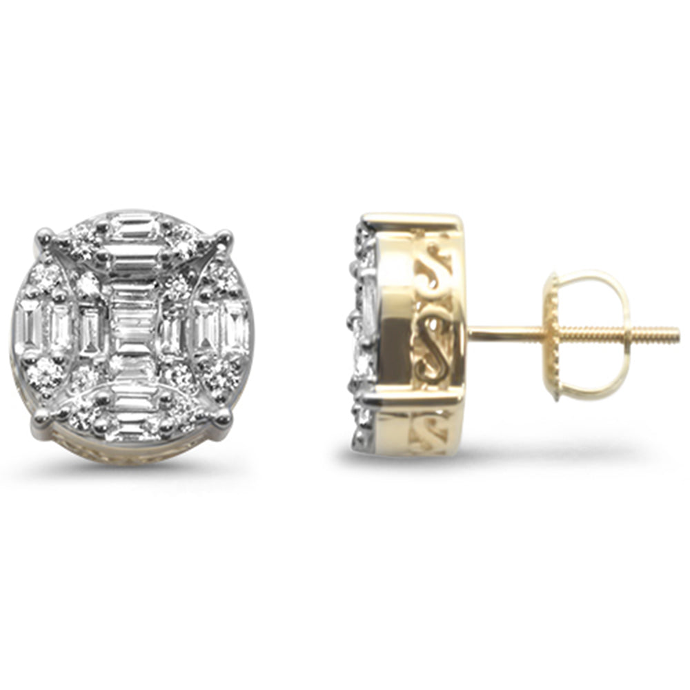 DIAMOND CLOSEOUT!  .98ct G SI 10K Yellow Gold Diamond Hip Hop Micro Pave Stud Earrings