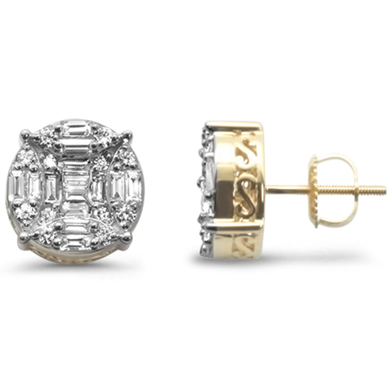 DIAMOND CLOSEOUT!  .98ct G SI 10K Yellow Gold Diamond Hip Hop Micro Pave Stud Earrings