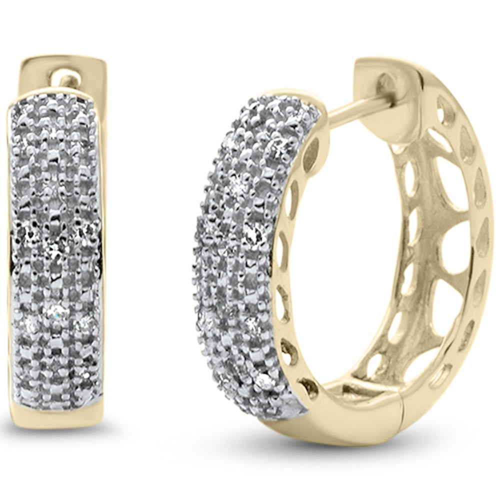 DIAMOND CLOSEOUT! .09ct G SI 10K Yellow Gold Diamond Hoop Huggie Earrings