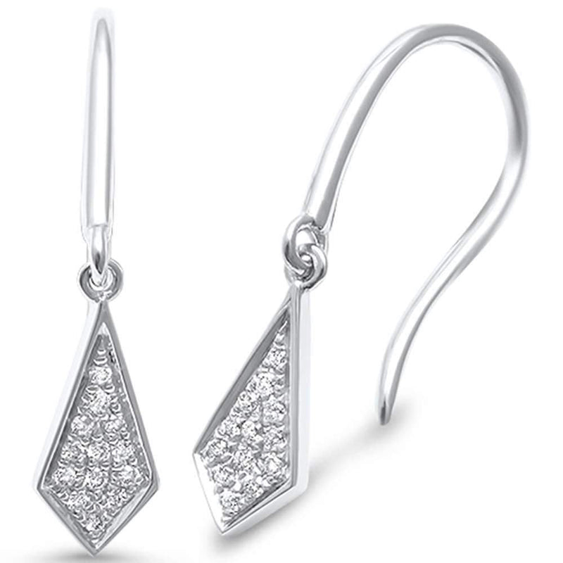 DIAMOND CLOSEOUT! .09ct G SI 14K White Gold Diamond Drop Dangle Earrings