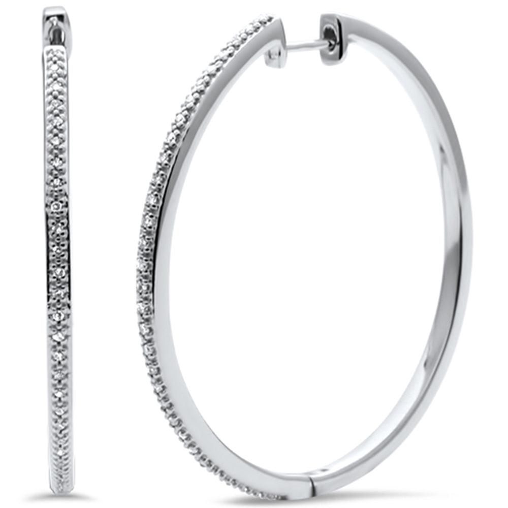 DIAMOND CLOSEOUT!   .18ct G SI 14K White Gold Diamond Hoop Earrings