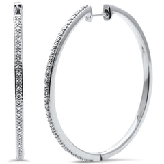 DIAMOND CLOSEOUT!   .18ct G SI 14K White Gold Diamond Hoop Earrings