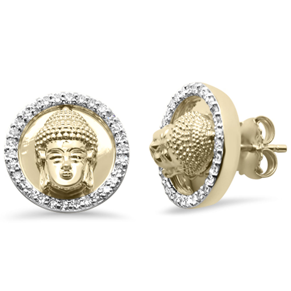 SPECIAL! .48ct G SI 10K Yellow Gold Diamond Micro Pave Buddha Earrings