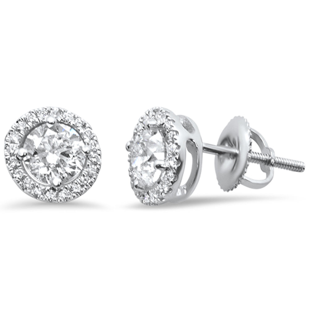 DIAMOND CLOSEOUT! 1.17ct 2 Round 1.01ct 14K White Gold Diamond Halo Stud Earrings
