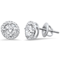 DIAMOND CLOSEOUT! 1.17ct 2 Round 1.01ct 14K White Gold Diamond Halo Stud Earrings