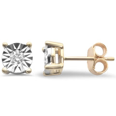 DIAMOND CLOSEOUT! .22ct G SI 14K Yellow Gold Round Diamond Miracle Illusion Stud Earrings