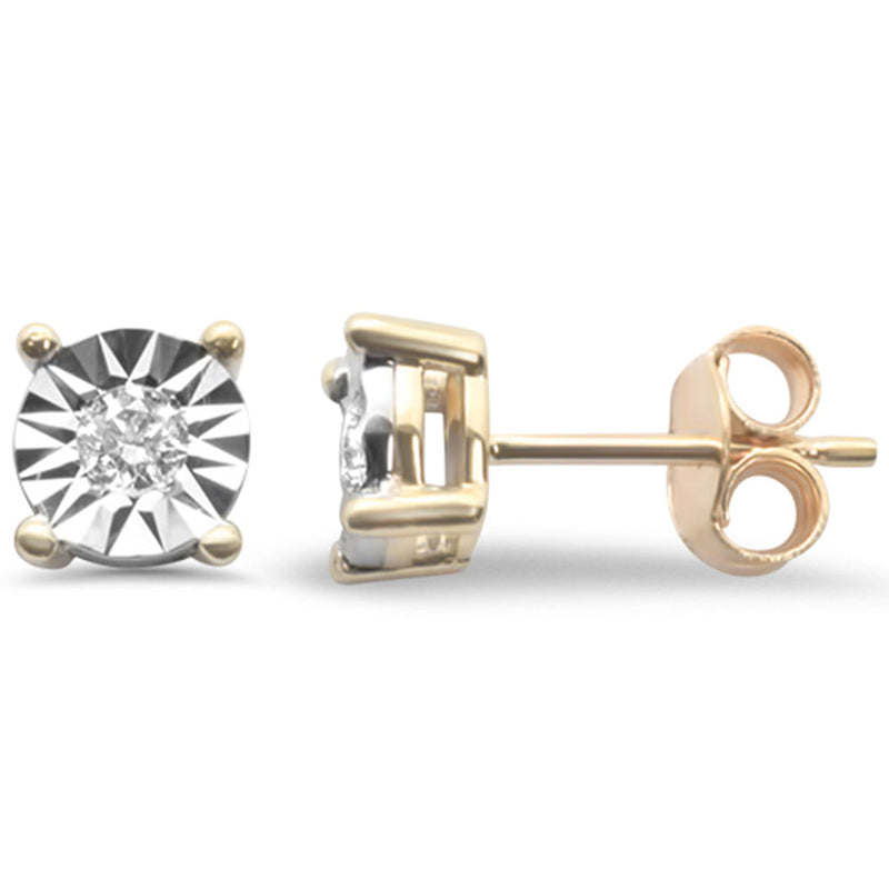 DIAMOND CLOSEOUT! .22ct G SI 14K Yellow Gold Round Diamond Miracle Illusion Stud Earrings