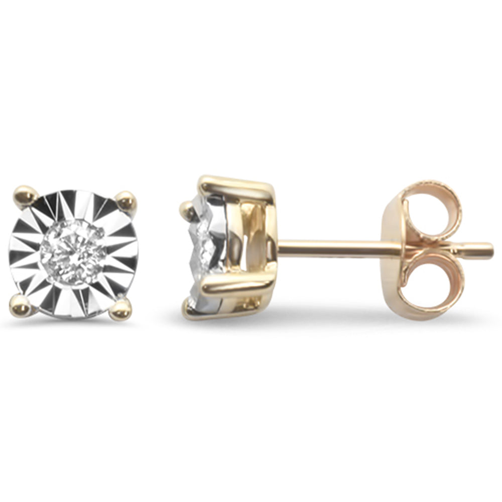 DIAMOND CLOSEOUT! .26ct G SI 14K Yellow Gold Round Diamond Miracle Illusion Stud Earrings