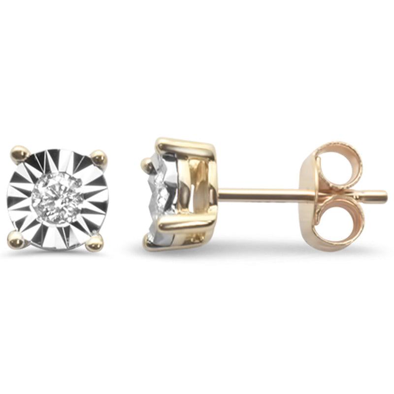 DIAMOND CLOSEOUT! .26ct G SI 14K Yellow Gold Round Diamond Miracle Illusion Stud Earrings