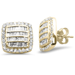 DIAMOND CLOSEOUT! 1.33ct G SI 10K Yellow Gold Baguette Diamond hiphop Earrings