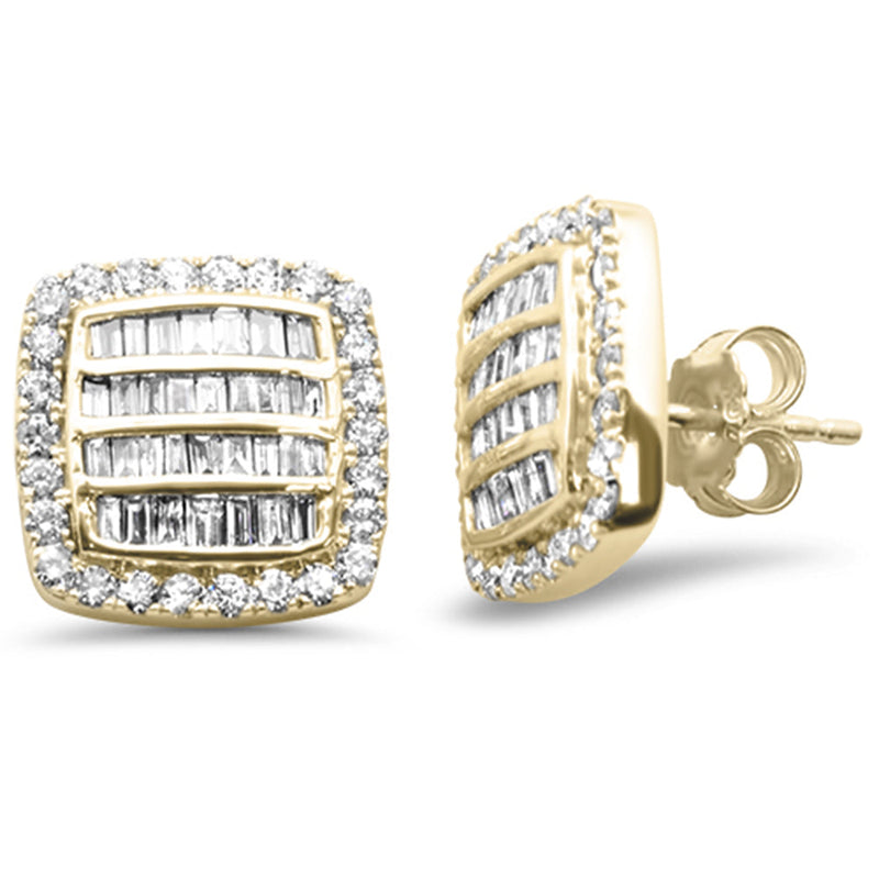 DIAMOND CLOSEOUT! 1.33ct G SI 10K Yellow Gold Baguette Diamond hiphop Earrings
