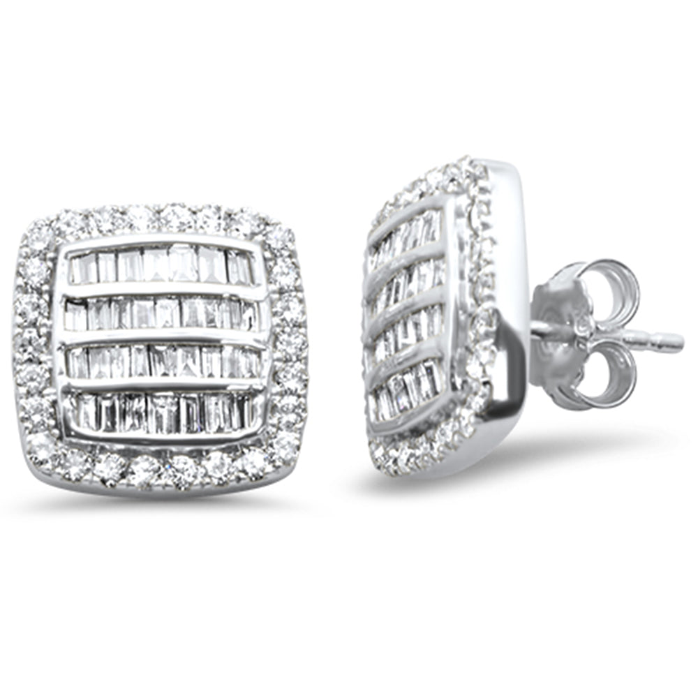 DIAMOND CLOSEOUT! 1.35ct G SI 10K White Gold Baguette Diamond Hip Hop Earrings