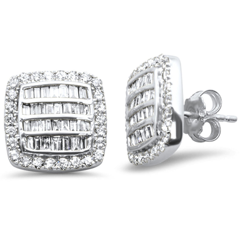 DIAMOND CLOSEOUT! 1.35ct G SI 10K White Gold Baguette Diamond Hip Hop Earrings
