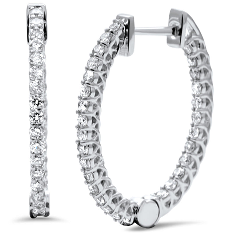 DIAMOND CLOSEOUT! .99ct G SI 14K White Gold Diamond Fashion Hoop Earrings