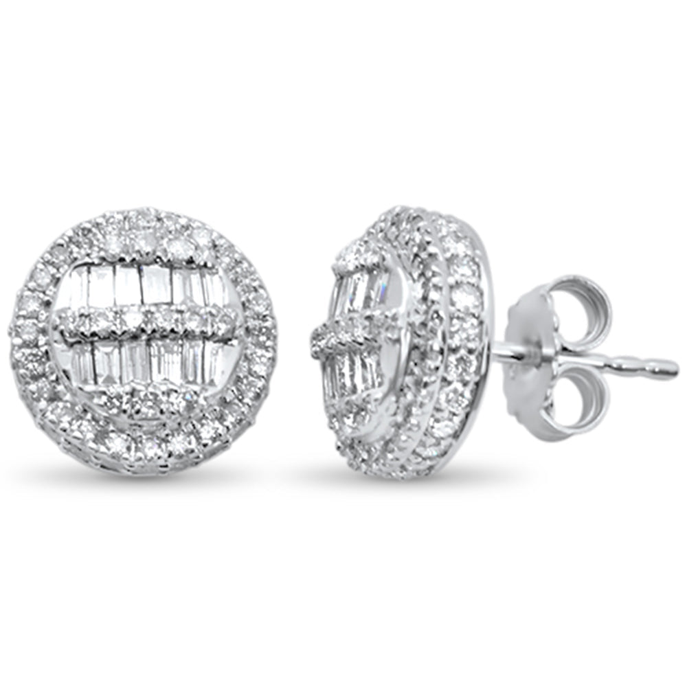 DIAMOND CLOSEOUT! 1.01ct G SI 10K White Gold Baguette & Round Diamond Earrings